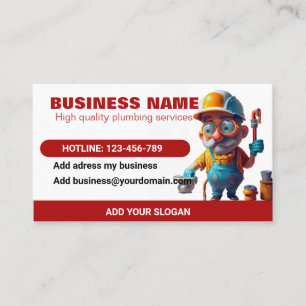 Plumber with Red Theme for Plumbing service Business Card