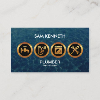 Plumber's Majestic Faux Golden Icons Business Card