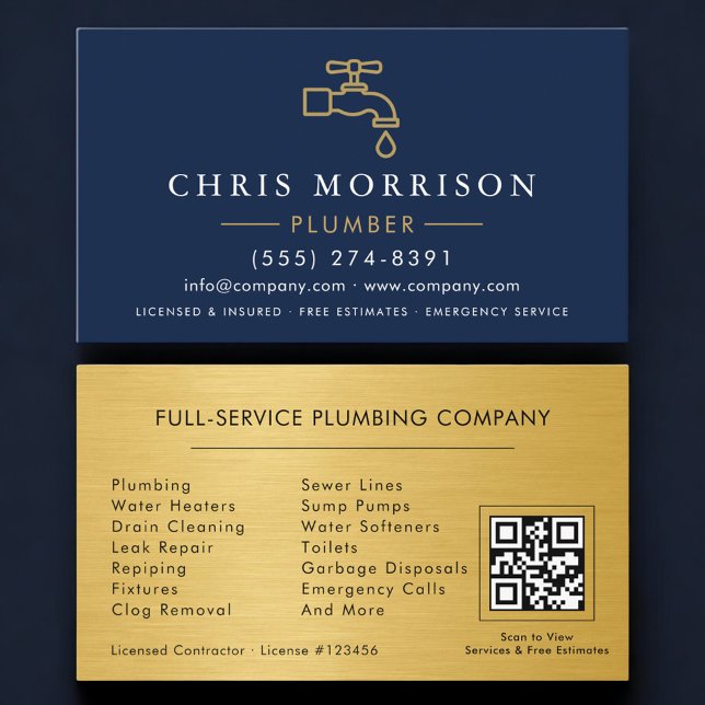 Plumbing and Heating Plumber QR Code Business Card (Creator Uploaded)