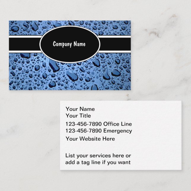 Plumbing Business Cards Water Theme (Front/Back)