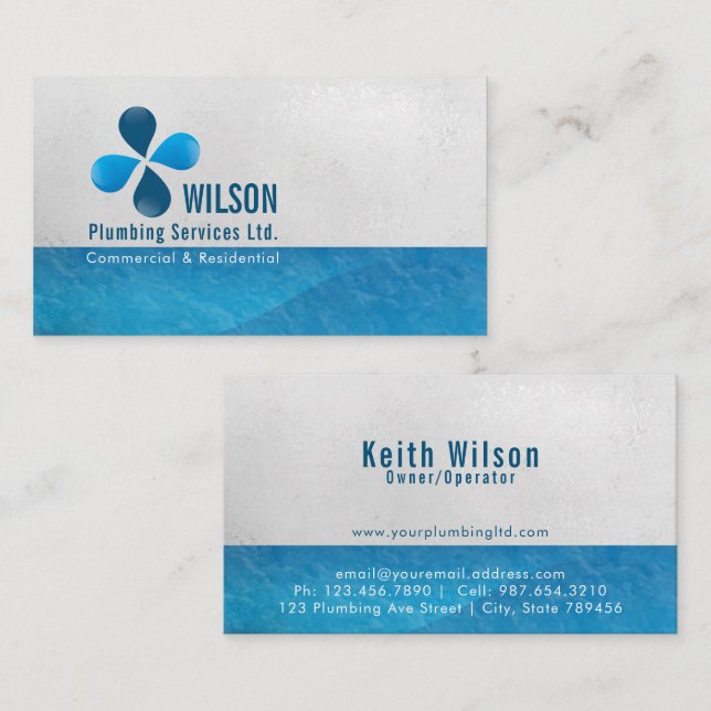 Plumbing Construction Business Card (Front/Back)