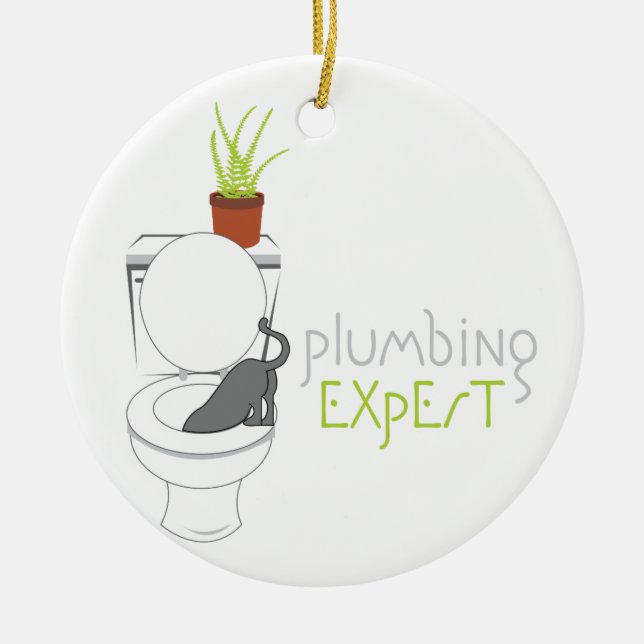 Plumbing Expert Ceramic Ornament (Front)