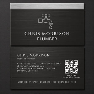 Plumbing Faucet Plumber QR Code Logo Business Card
