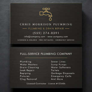 Plumbing Faux Metallic Industrial Business Card