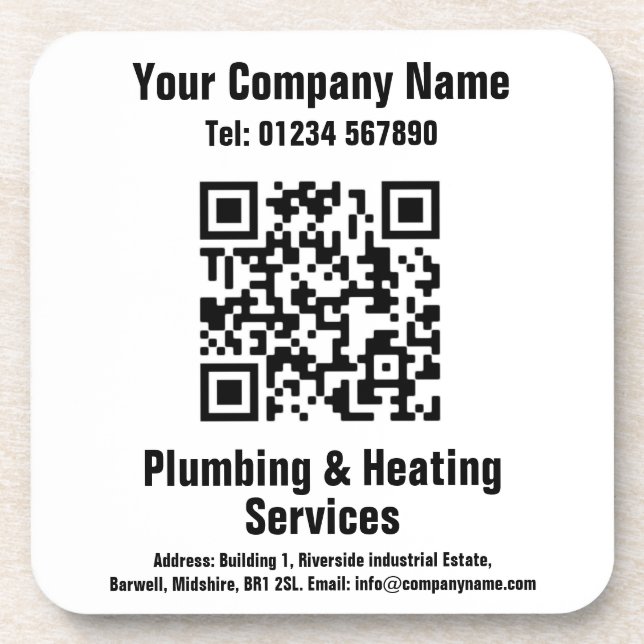 Plumbing & Heating Services QR Code Design Coaster (Front)