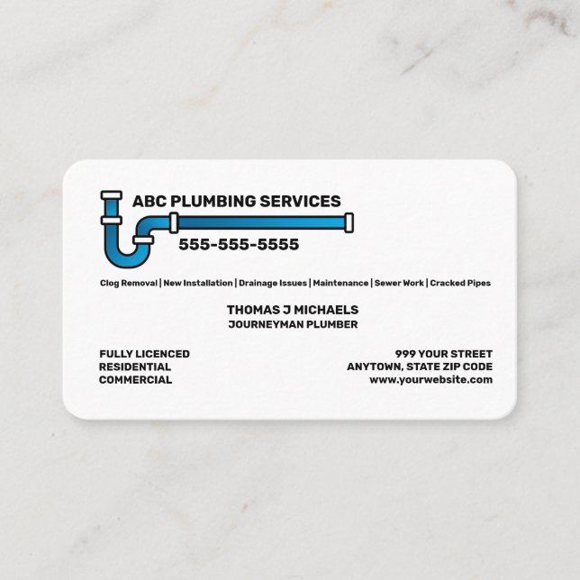 Plumbing Service Business Card (Front)