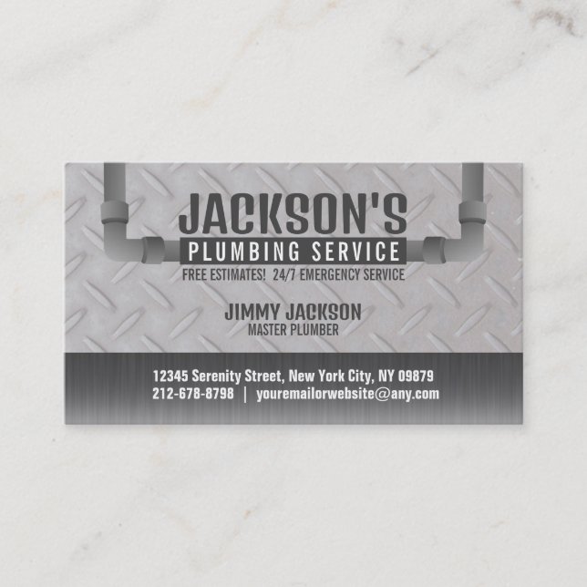 Plumbing Service Business Cards with slogan (Front)