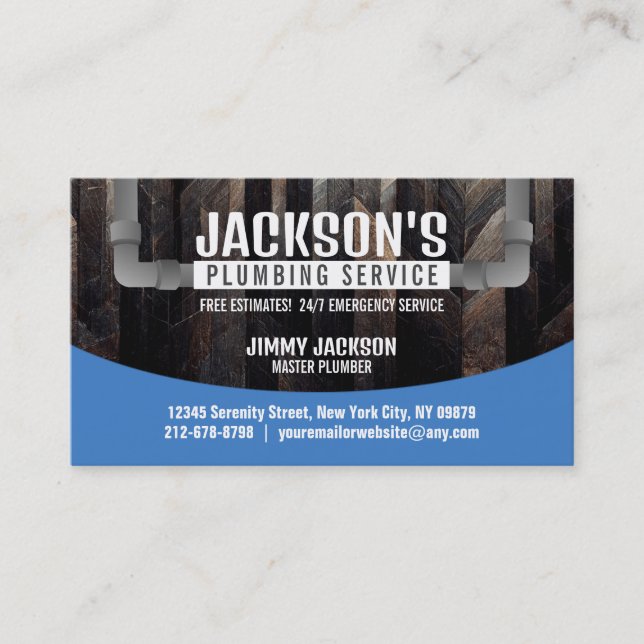 Plumbing Service Business Cards with slogan (Front)