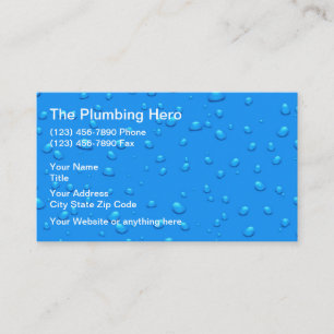 Plumbing Service Modern Water Drops Pattern Business Card
