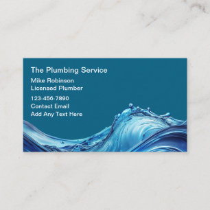 Plumbing Service Modern Water Splash  Business Card