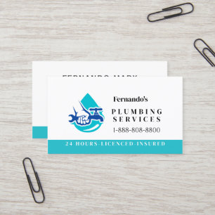 Plumbing Service Water Drop Logo Plumber Business Business Card