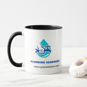 Plumbing Service Water Drop Logo Plumber Business Mug