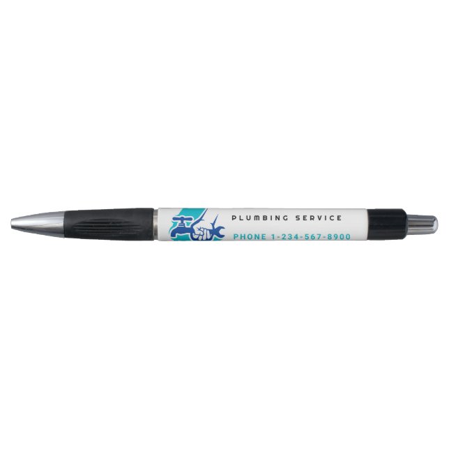 Plumbing Service Water Drop Logo Plumber Business Pen (Front)