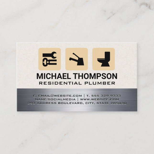 Plumbing Services Icons Business Card (Front)