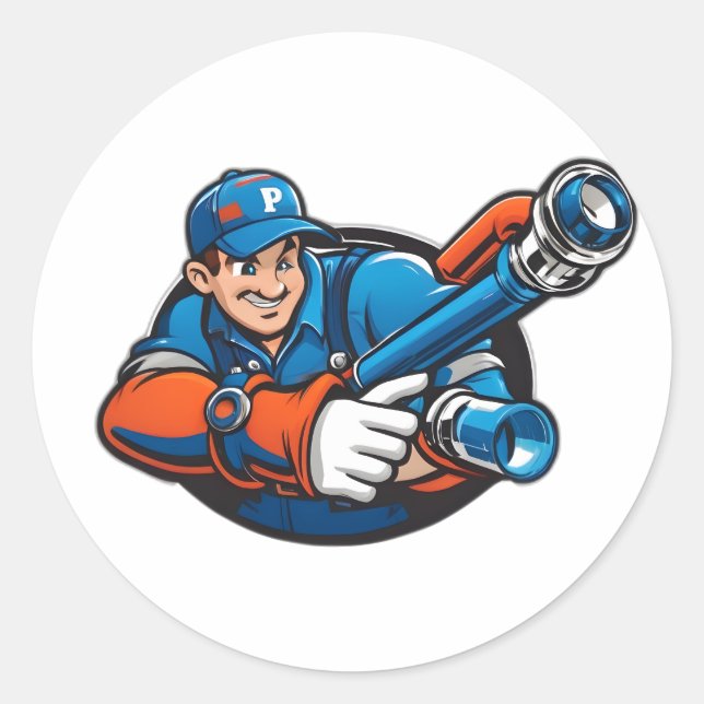plumbing services logo classic round sticker (Front)