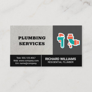 Plumbing Services   Pipe Wrench Leaky Pipe Icon Business Card