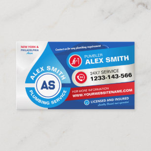 Plumbing Services, Plumber,  Plumb Repair Business Card