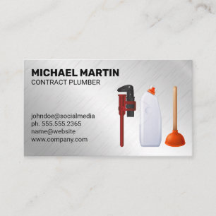 Plumbing Tools   Metallic Background Business Card
