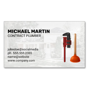 Plumbing Tools   Residential   Blue Collar Work Magnetic Business Card