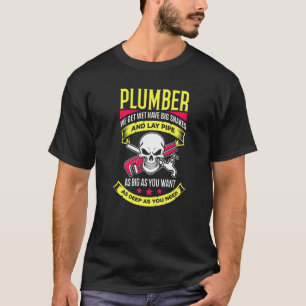 Plumbing Wrench Cool Vintage Skull Plumber T-Shirt