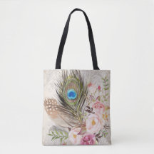 Plume chic tribale de paon de Boho et sac