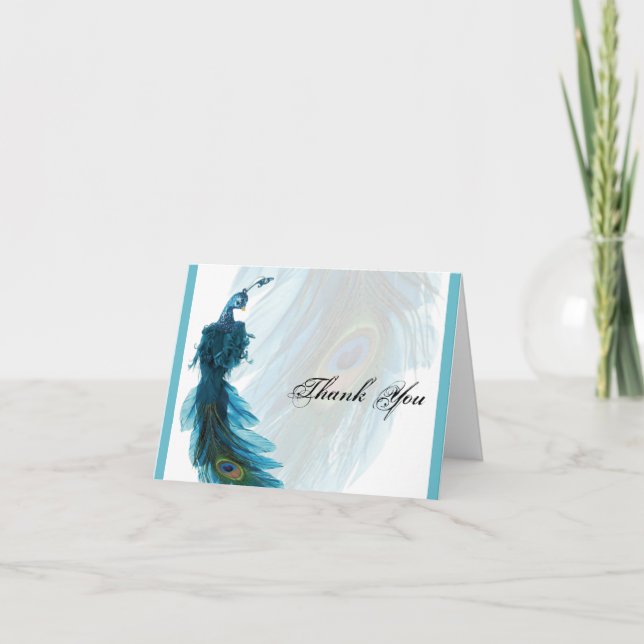 Plume de paon bleu sarcelle Merci (Devant)