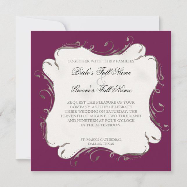 Plume de paon en torrents - Faire-part de mariage (Devant)