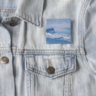 Plume Emanating From Kliuchevskoi Volcano. 2 Inch Square Button