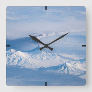 Plume Emanating From Kliuchevskoi Volcano. Square Wall Clock