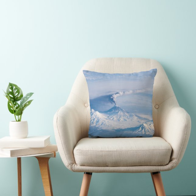 Plume Emanating From Kliuchevskoi Volcano. Throw Pillow (Chair)