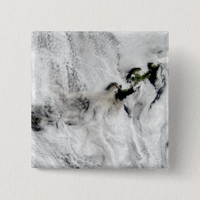 Plume from Okmok Volcano, Aleutian Islands 2 2 Inch Square Button (Front)