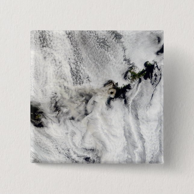 Plume from Okmok Volcano, Aleutian Islands 2 Inch Square Button (Front)