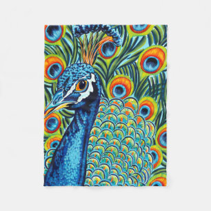 Plumed Peacock I Fleece Blanket
