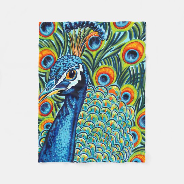 Plumed Peacock I Fleece Blanket (Front)