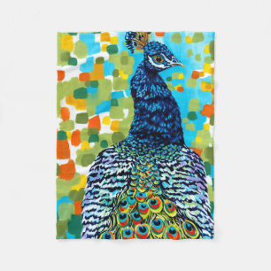 Plumed Peacock II Fleece Blanket