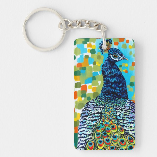 Plumed Peacock II Keychain (Front)