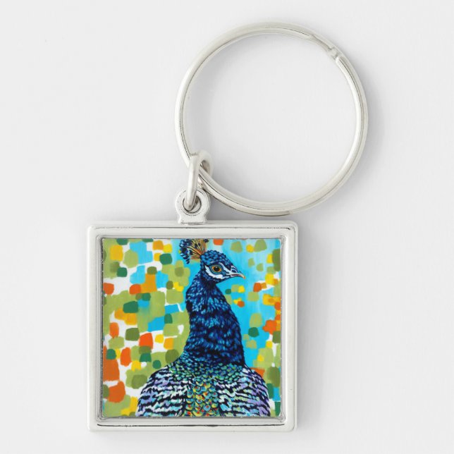 Plumed Peacock II Keychain (Front)