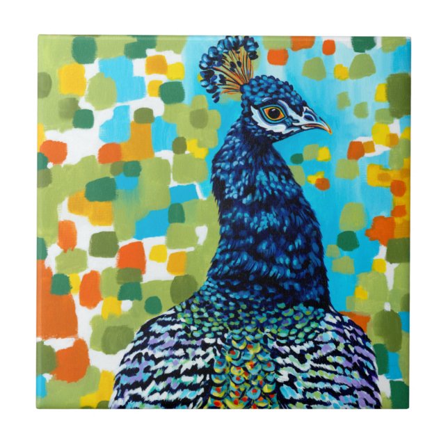 Plumed Peacock II Tile (Front)