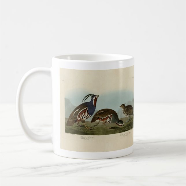 Plumed & Thick-legged Partridges - Audubon's Birds Coffee Mug (Left)