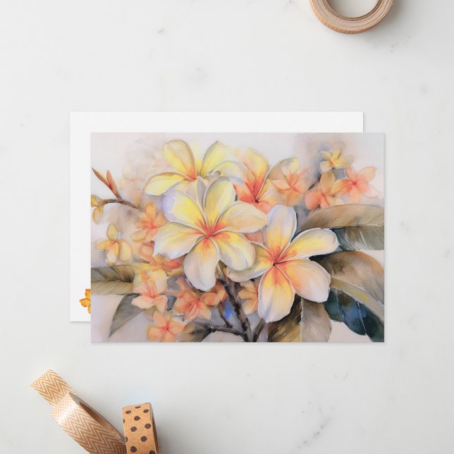 Plumeria and Shell Ginger Card (Front/Back In Situ)