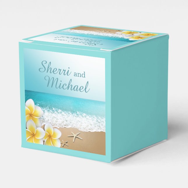Plumeria Beach Tropical Island Wedding Favor Box (Front Side)