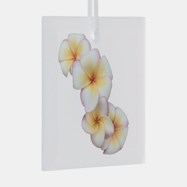 Plumeria Blooms Glass Ornament (Front Right)