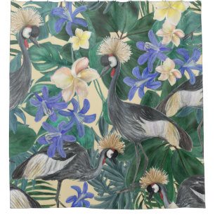 Plumeria Blue Flowers, Watercolor Seamless.