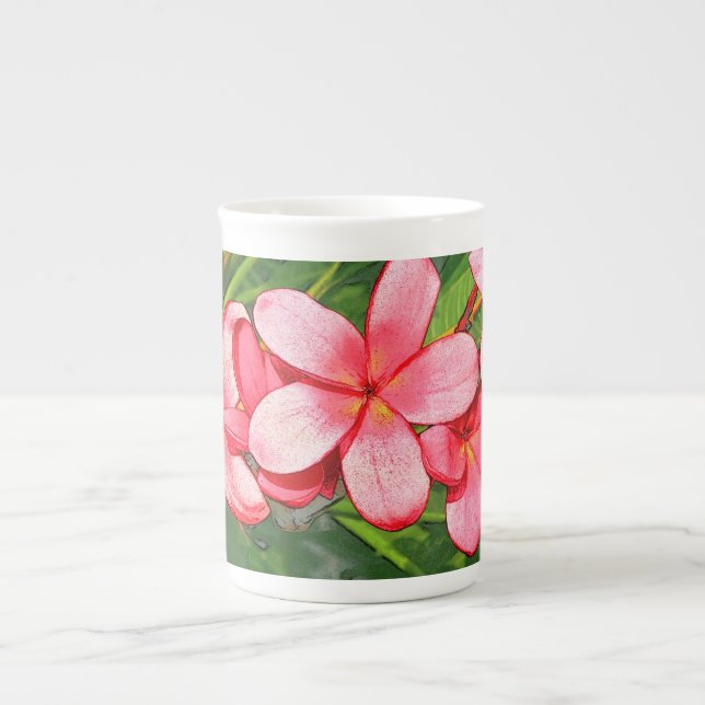 plumeria bone china mug (Front)