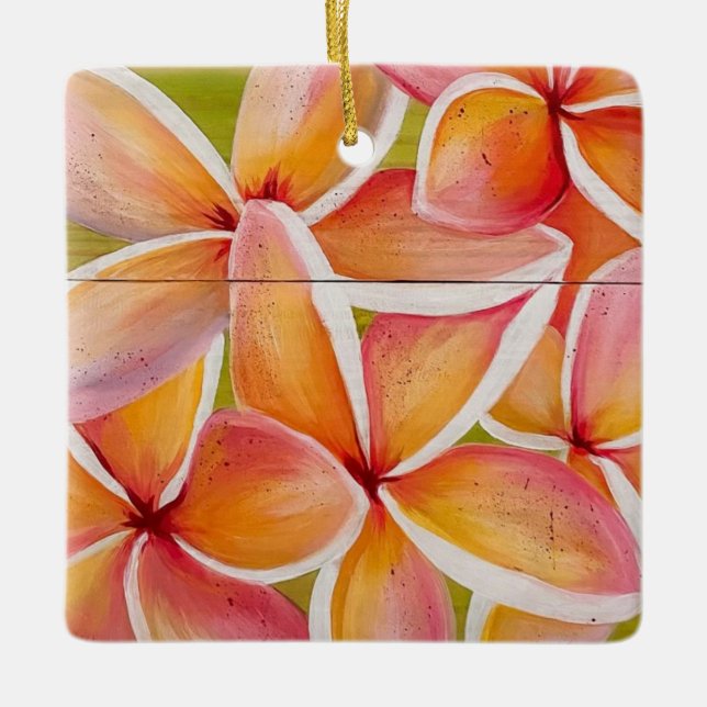 Plumeria  ceramic ornament (Front)