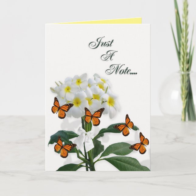 Plumeria et papillons avec carte à billets vierges (Devant)