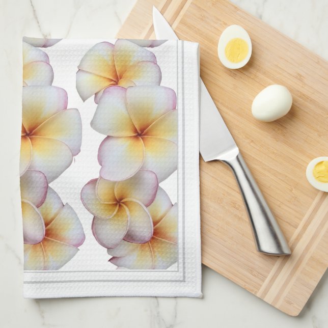 Plumeria fleurit serviette de cuisine (Quart Plié)