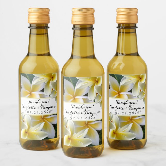 Plumeria Fleurs Mini Mariage Bouteille Étiquettes (Bouteilles)