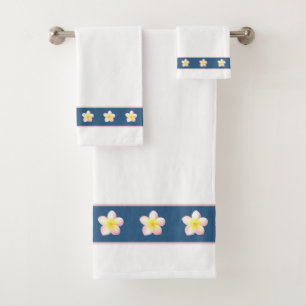 Plumeria Fleurs sur ensemble de serviettes de bain