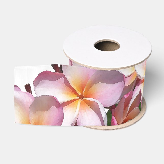Plumeria Floral Flowers Grosgrain Ribbon (Spool)
